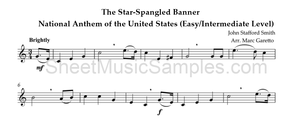 The Star-Spangled Banner - National Anthem of the United States (Easy/Intermediate Level)