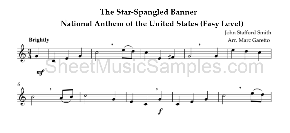 The Star-Spangled Banner - National Anthem of the United States (Easy Level)