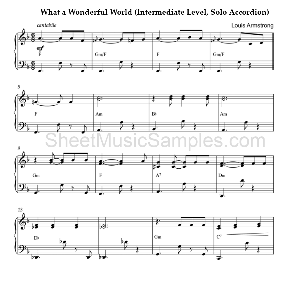 What a Wonderful World (Intermediate Level, Solo Accordion)