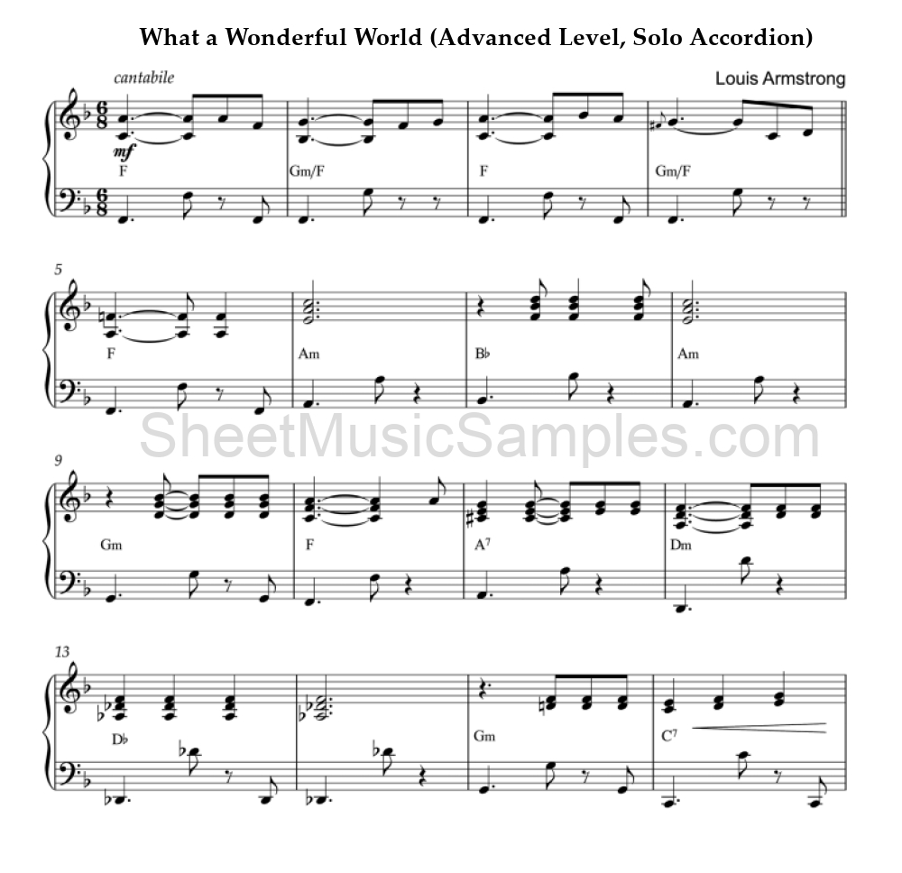 What a Wonderful World (Advanced Level, Solo Accordion)