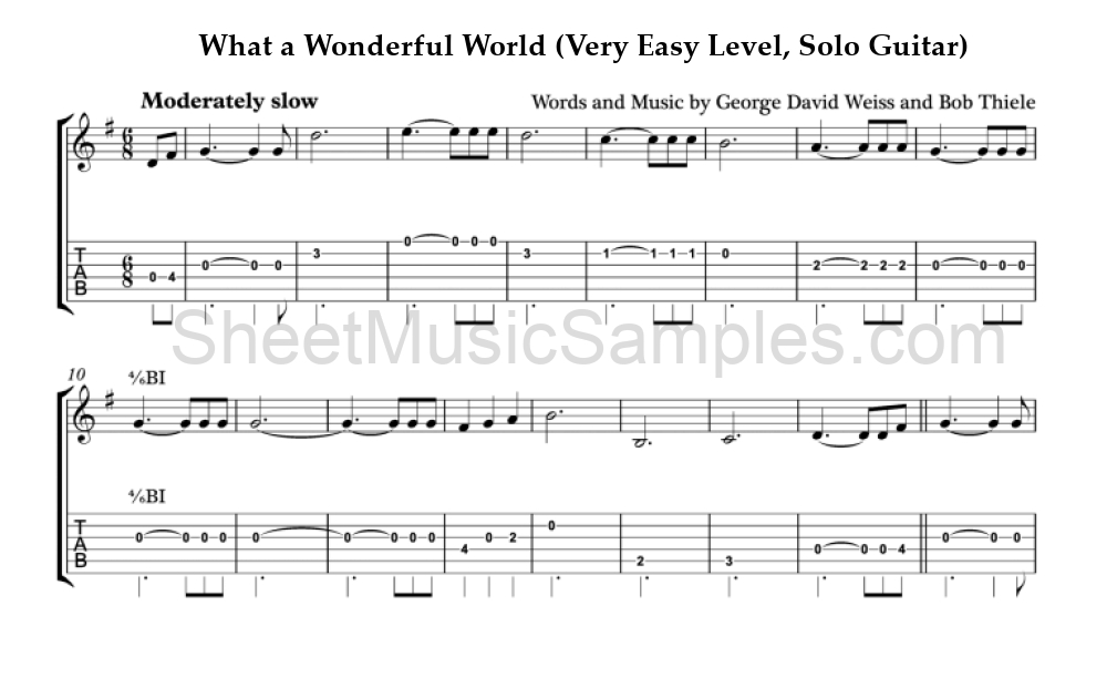 What a Wonderful World (Very Easy Level, Solo Guitar)