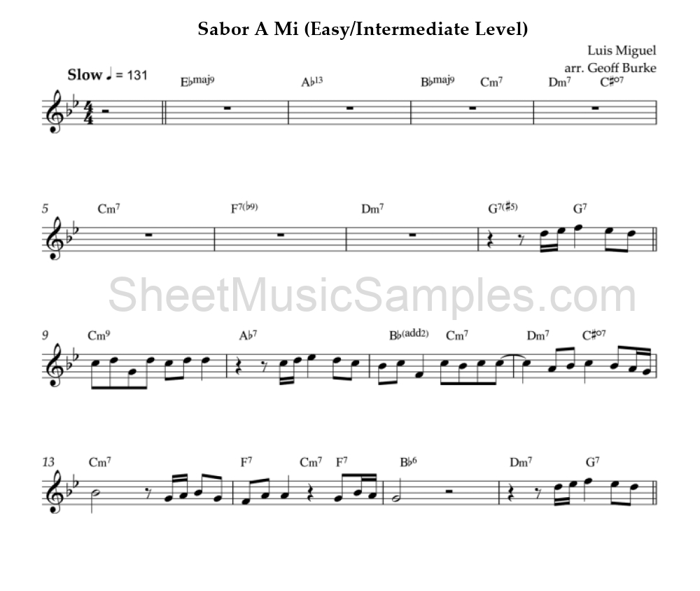 Sabor A Mi (Easy/Intermediate Level)