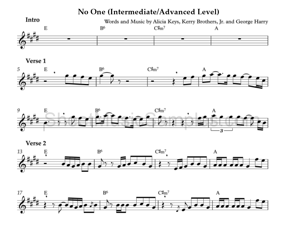 No One (Intermediate/Advanced Level)