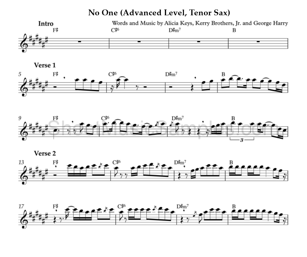 No One (Advanced Level, Tenor Sax)