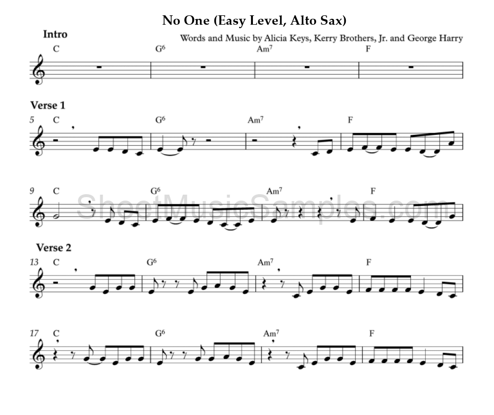 No One (Easy Level, Alto Sax)