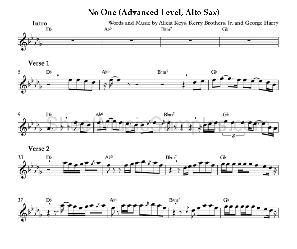 No One (Advanced Level, Alto Sax)