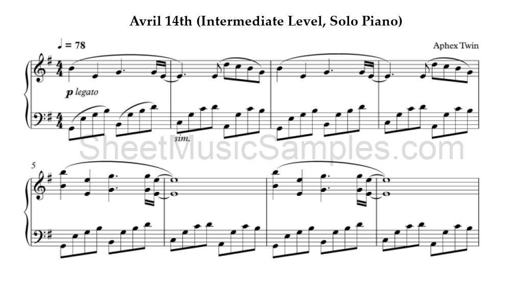 Avril 14th (Intermediate Level, Solo Piano)