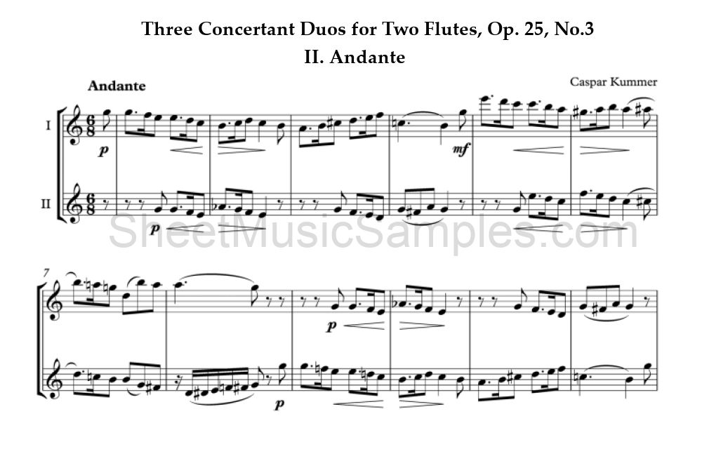 Three Concertant Duos for Two Flutes, Op. 25, No.3 - II. Andante