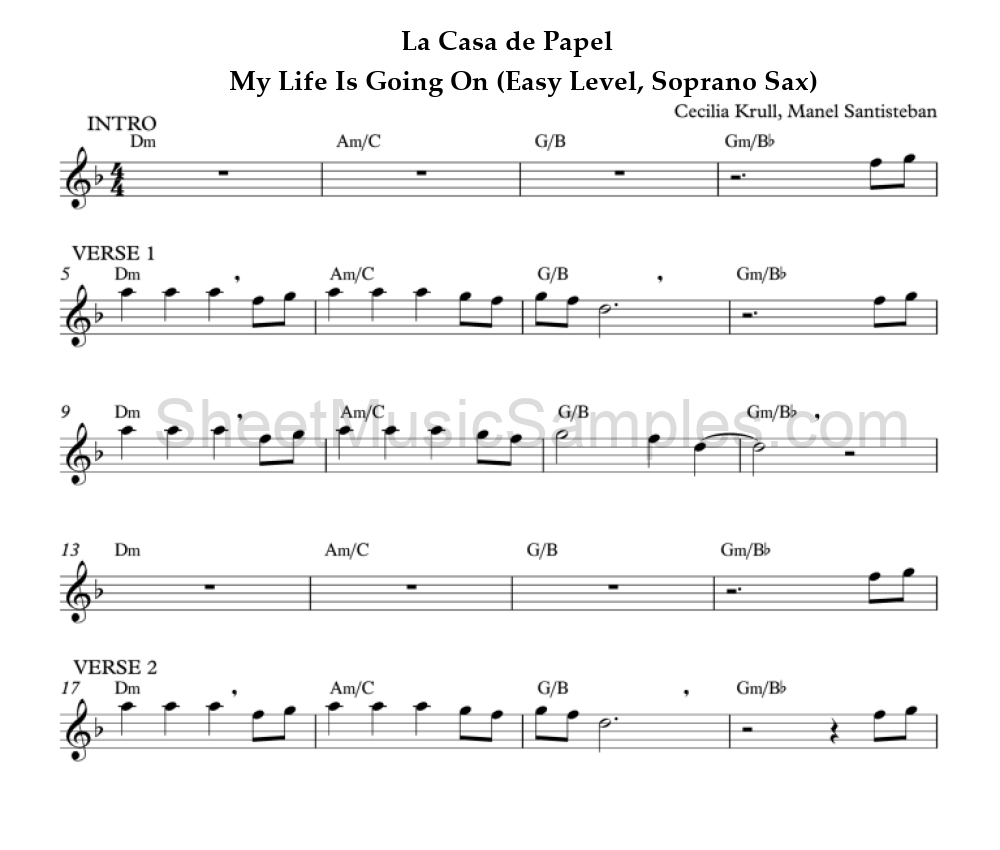 La Casa de Papel - My Life Is Going On (Easy Level, Soprano Sax)