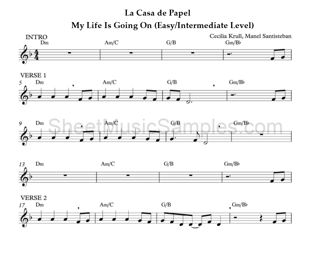 La Casa de Papel - My Life Is Going On (Easy/Intermediate Level)