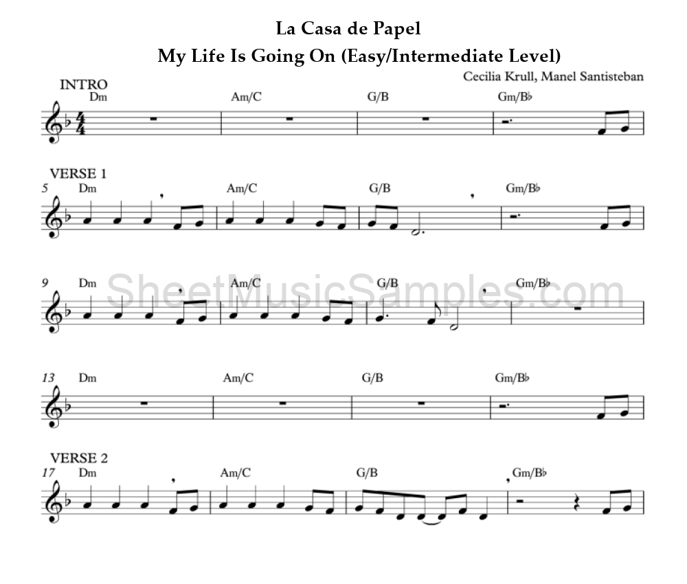 La Casa de Papel - My Life Is Going On (Easy/Intermediate Level)