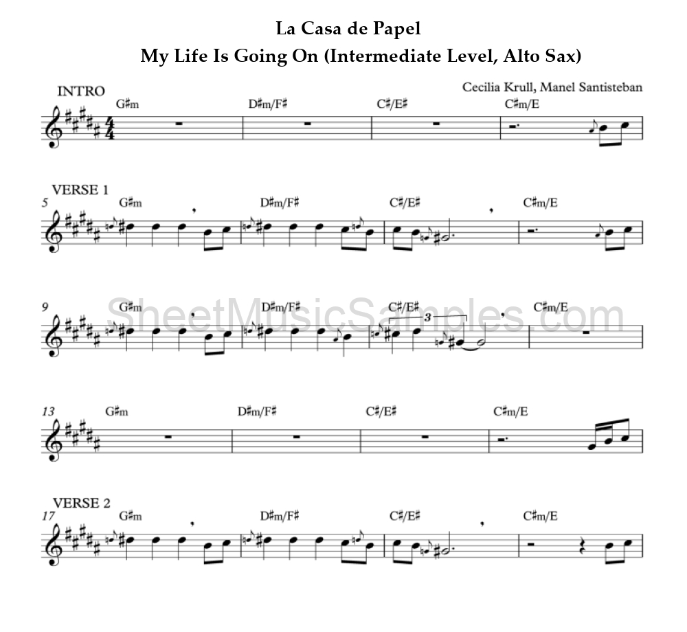 La Casa de Papel - My Life Is Going On (Intermediate Level, Alto Sax)