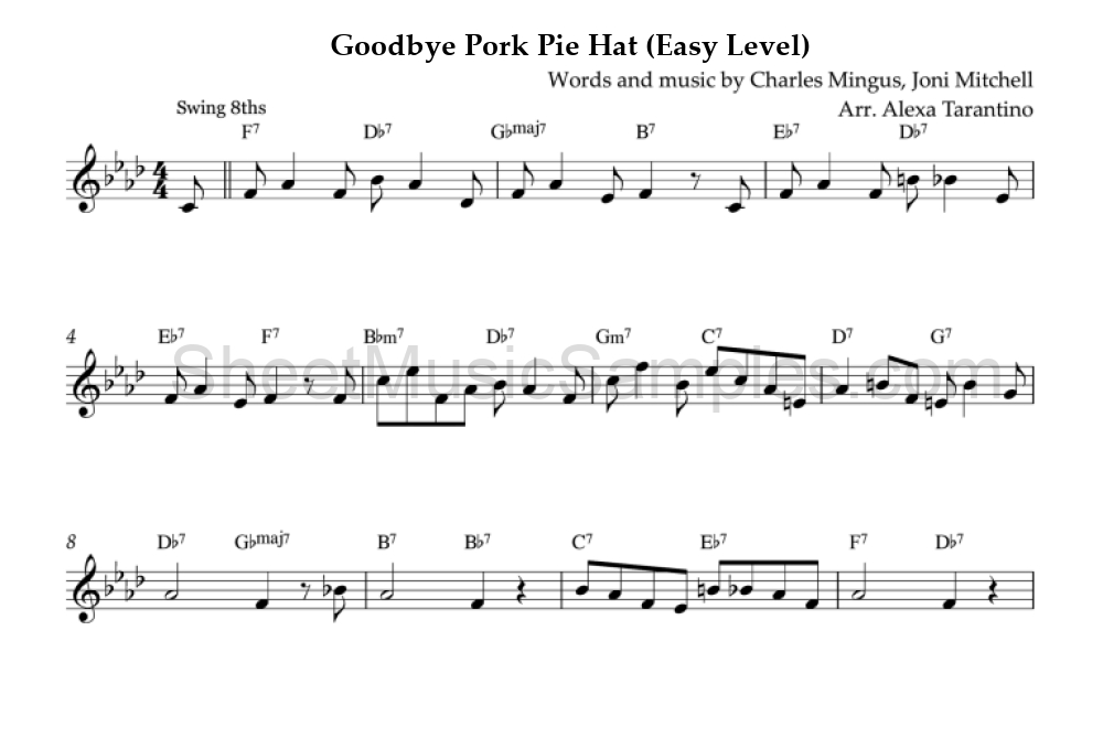 Goodbye Pork Pie Hat (Easy Level)