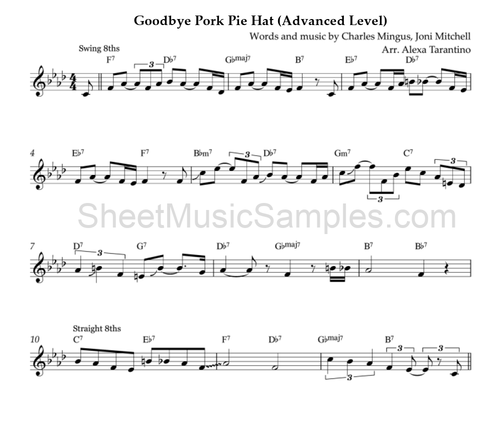 Goodbye Pork Pie Hat (Advanced Level)