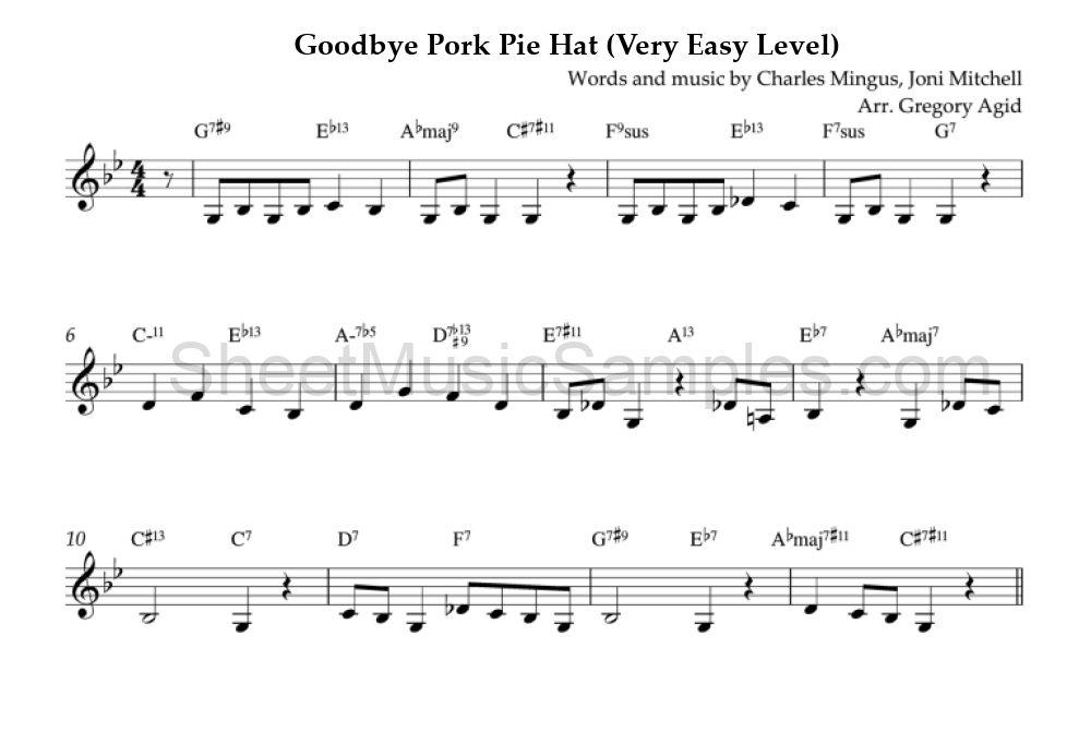 Goodbye Pork Pie Hat (Very Easy Level)