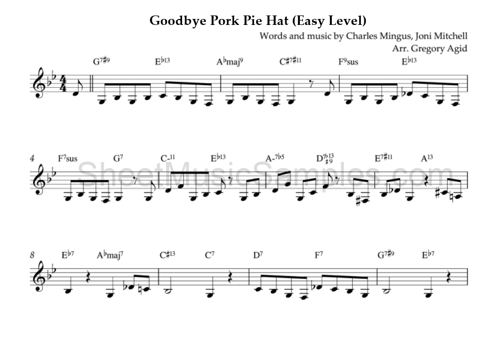 Goodbye Pork Pie Hat (Easy Level)