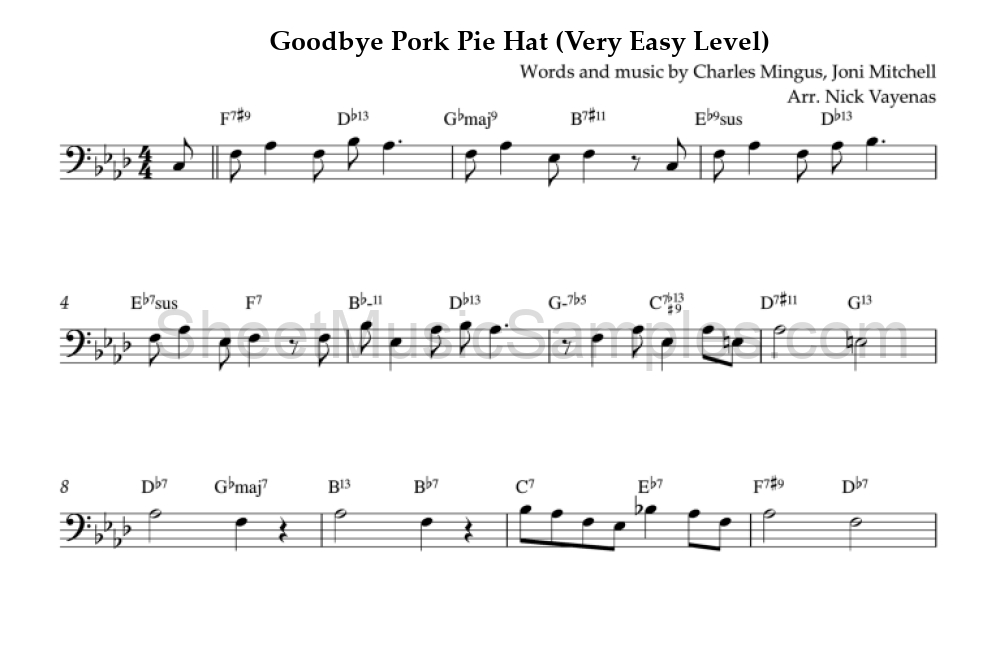 Goodbye Pork Pie Hat (Very Easy Level)