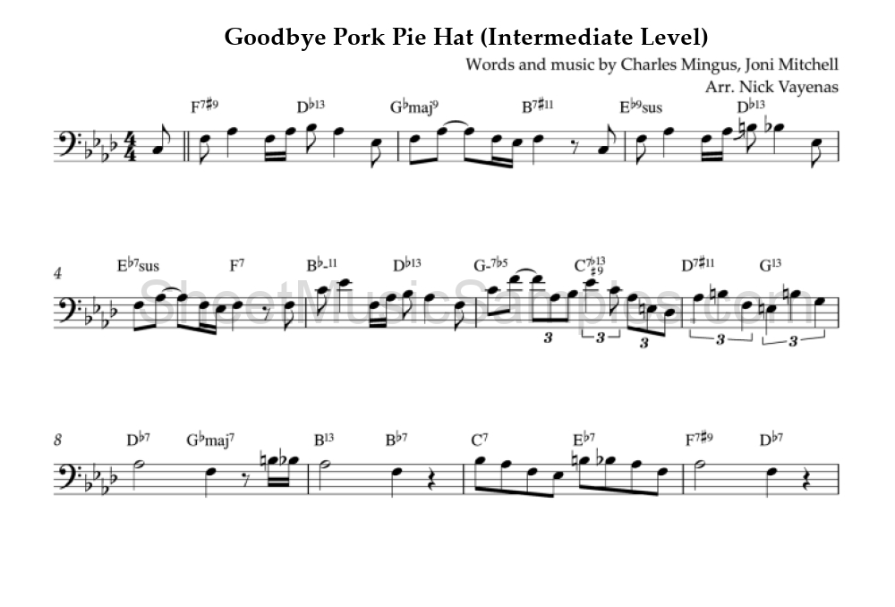 Goodbye Pork Pie Hat (Intermediate Level)