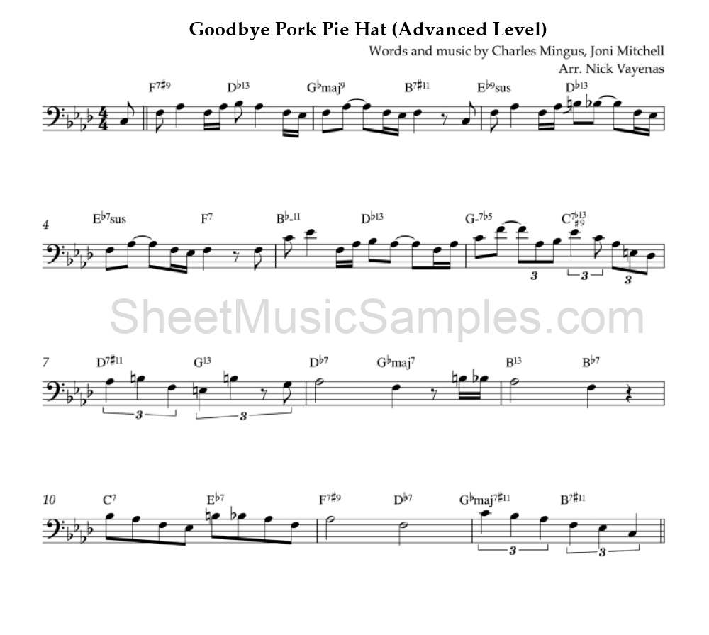 Goodbye Pork Pie Hat (Advanced Level)