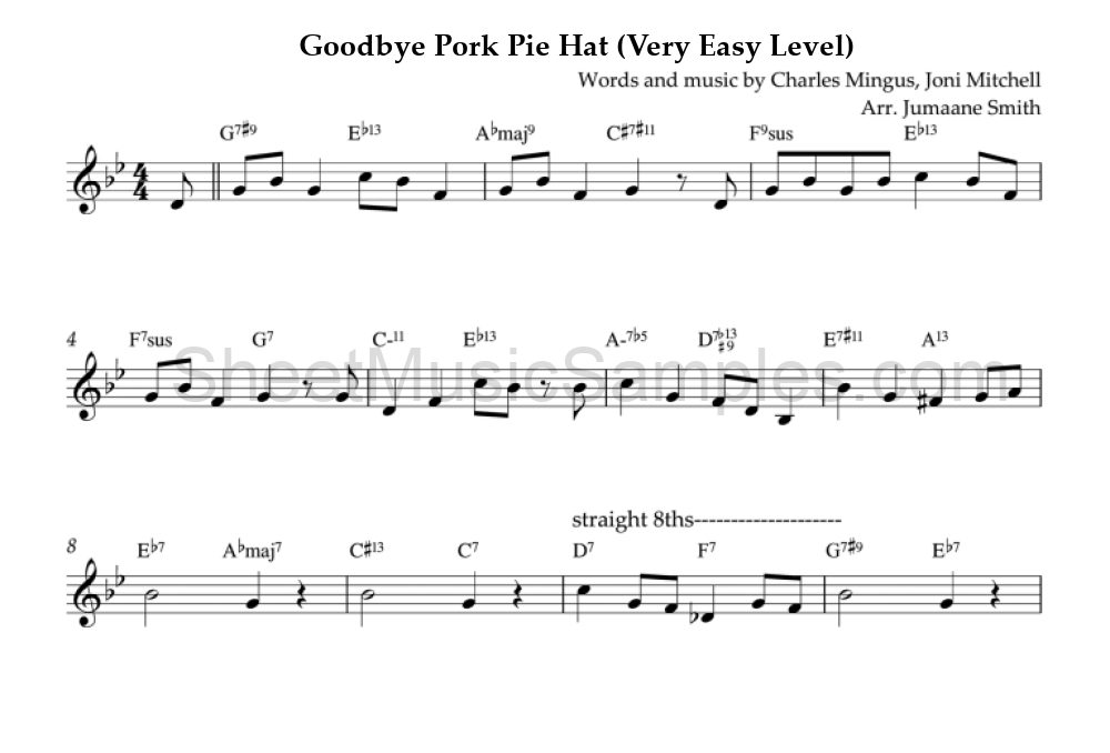 Goodbye Pork Pie Hat (Very Easy Level)