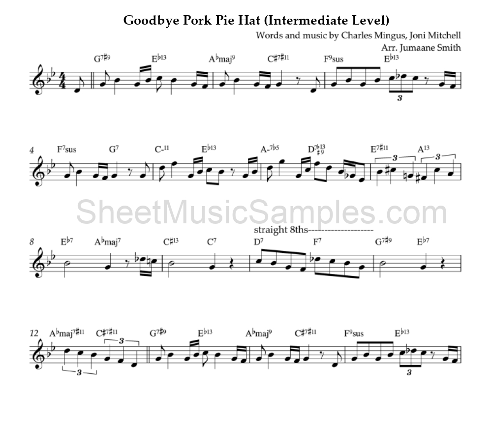 Goodbye Pork Pie Hat (Intermediate Level)