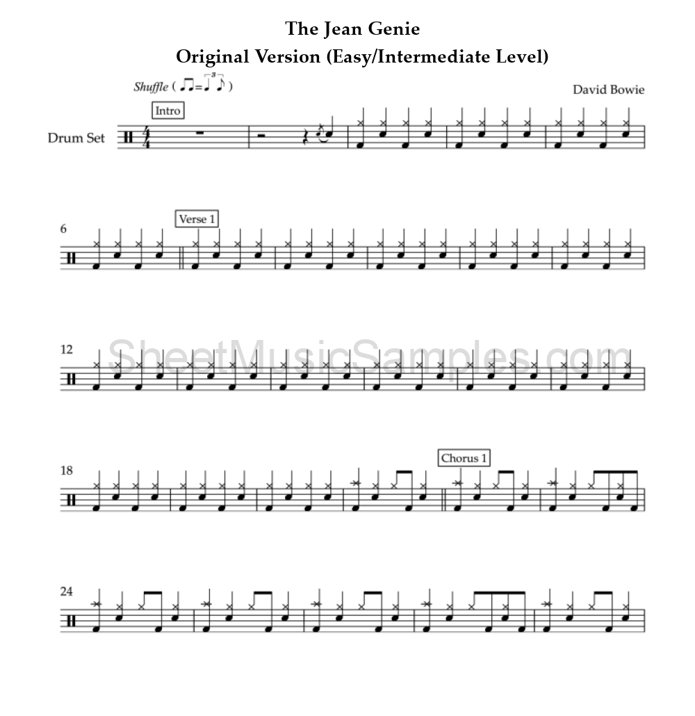 The Jean Genie - Original Version (Easy/Intermediate Level)