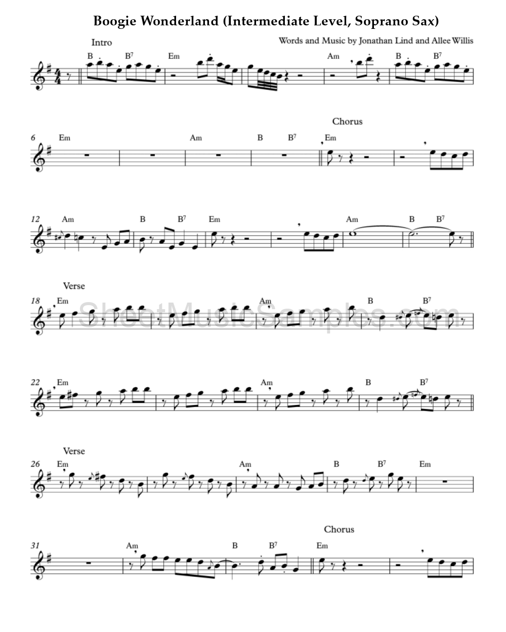 Boogie Wonderland (Intermediate Level, Soprano Sax)