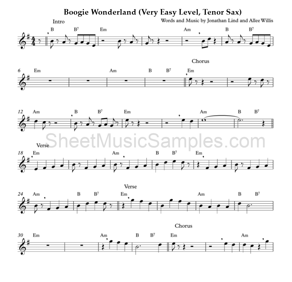 Boogie Wonderland (Very Easy Level, Tenor Sax)