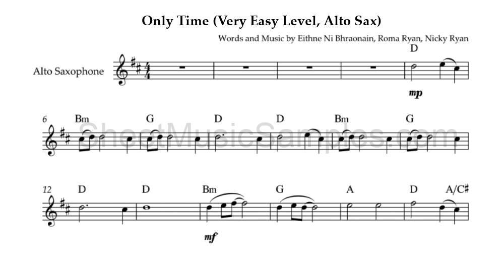 Only Time (Very Easy Level, Alto Sax)