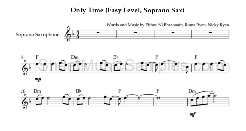 Only Time (Easy Level, Soprano Sax)