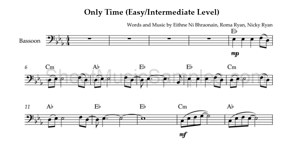 Only Time (Easy/Intermediate Level)