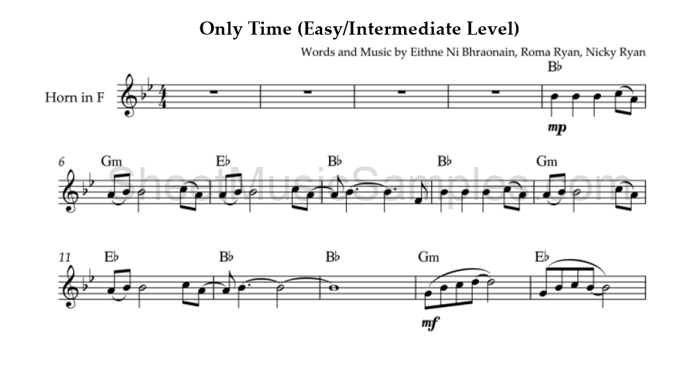 Only Time (Easy/Intermediate Level)