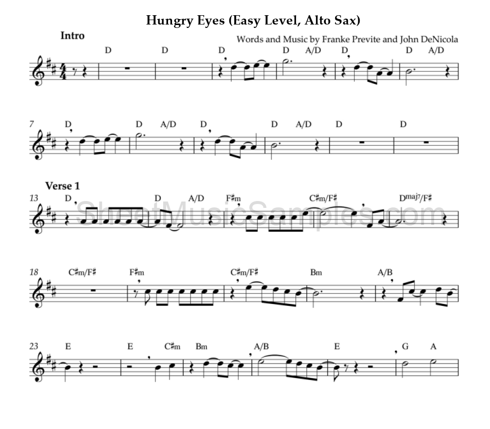 Hungry Eyes (Easy Level, Alto Sax)