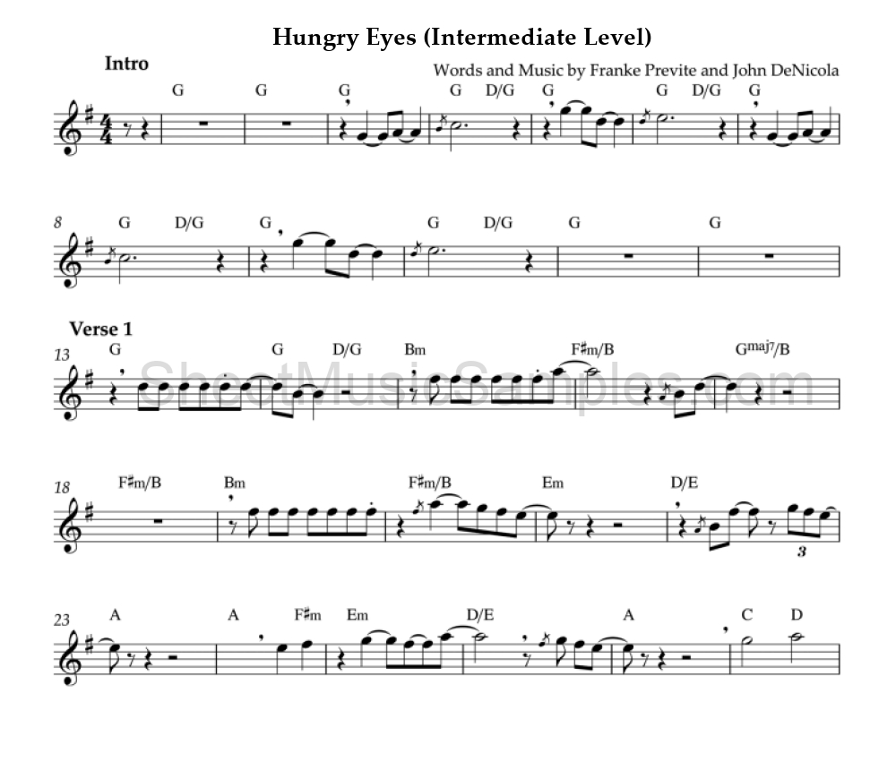 Hungry Eyes (Intermediate Level)