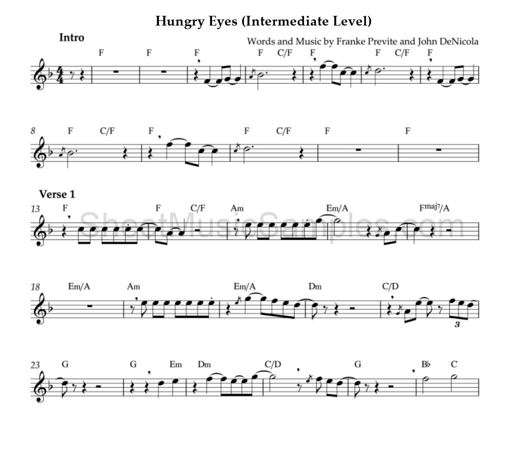 Hungry Eyes (Intermediate Level)