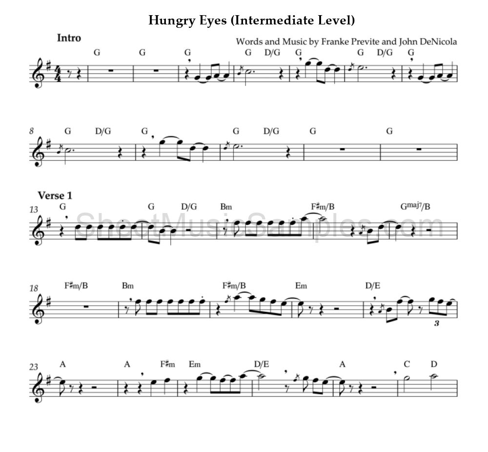 Hungry Eyes (Intermediate Level)