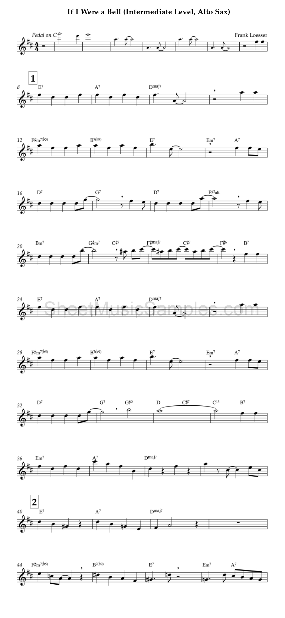 If I Were a Bell (Intermediate Level, Alto Sax)