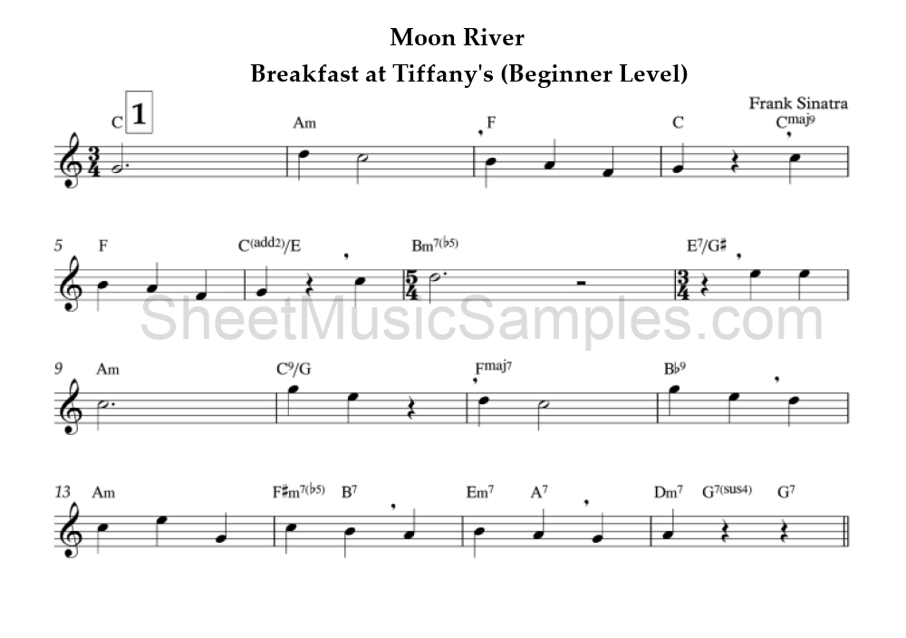 Moon River - Breakfast at Tiffany's (Beginner Level)