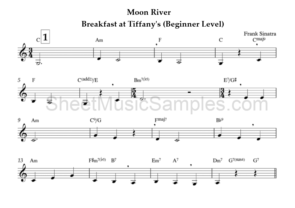 Moon River - Breakfast at Tiffany's (Beginner Level)