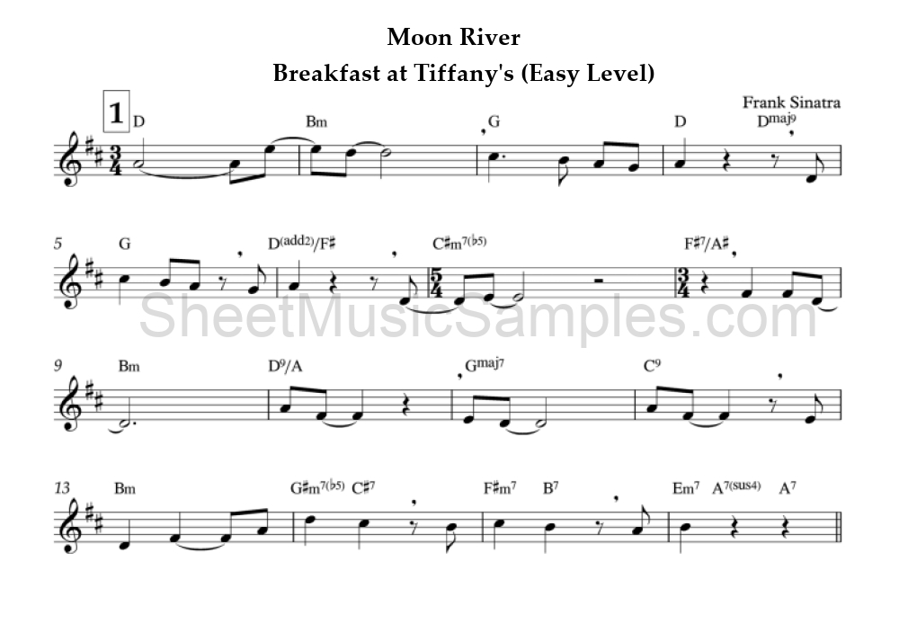 Moon River - Breakfast at Tiffany's (Easy Level)