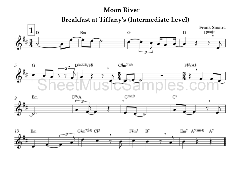 Moon River - Breakfast at Tiffany's (Intermediate Level)