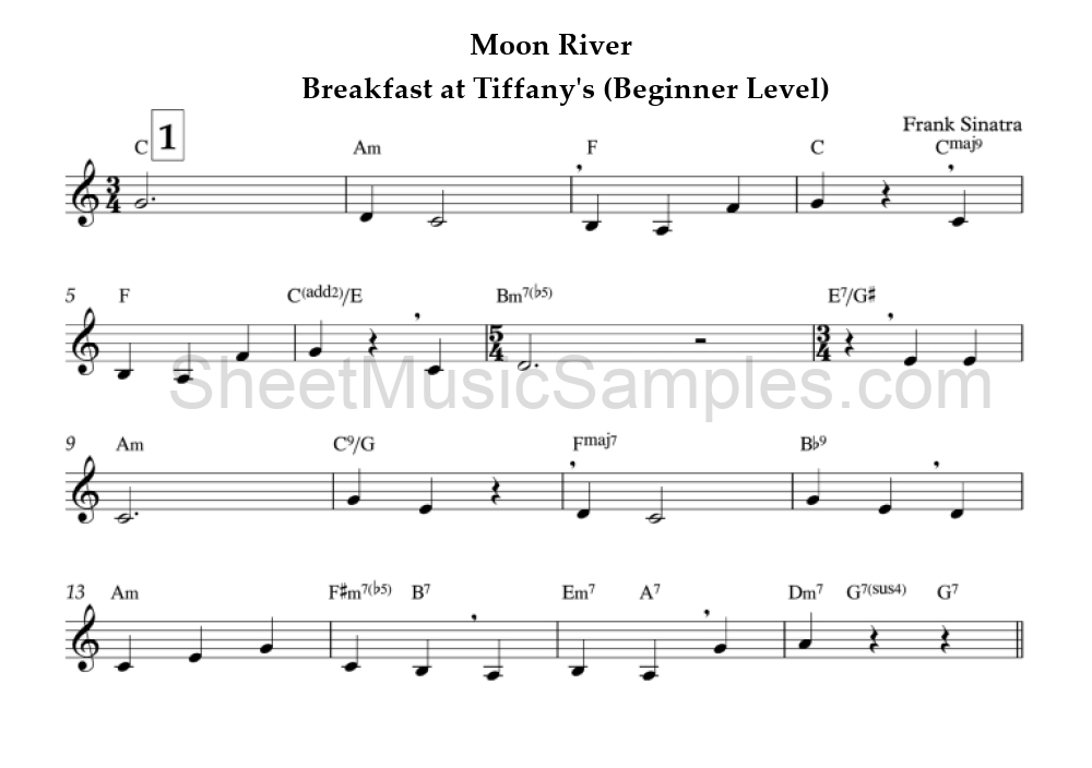 Moon River - Breakfast at Tiffany's (Beginner Level)