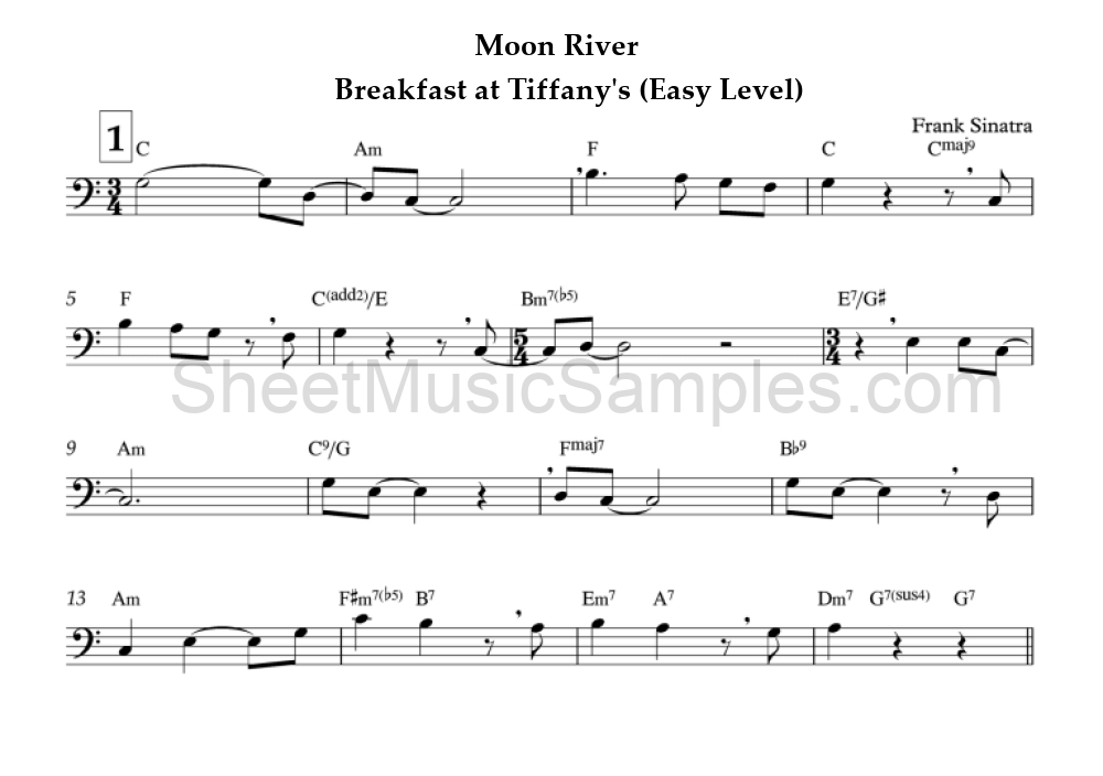 Moon River - Breakfast at Tiffany's (Easy Level)