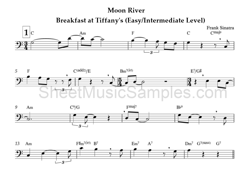 Moon River - Breakfast at Tiffany's (Easy/Intermediate Level)