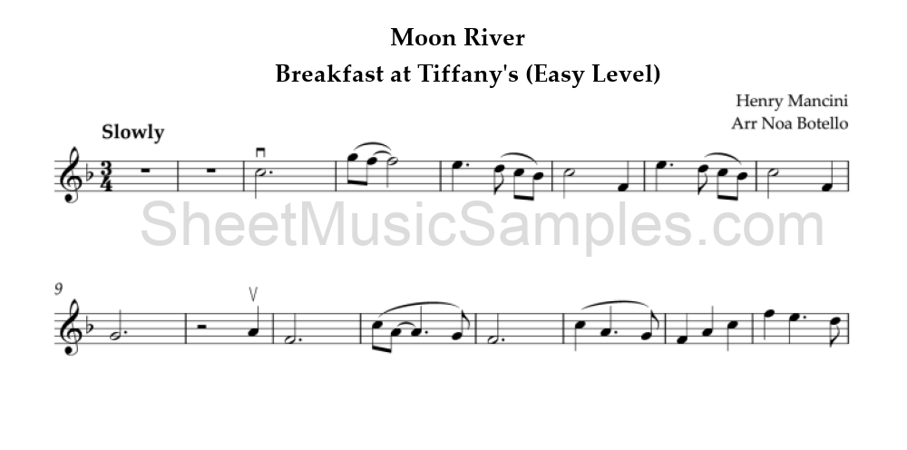 Moon River - Breakfast at Tiffany's (Easy Level)