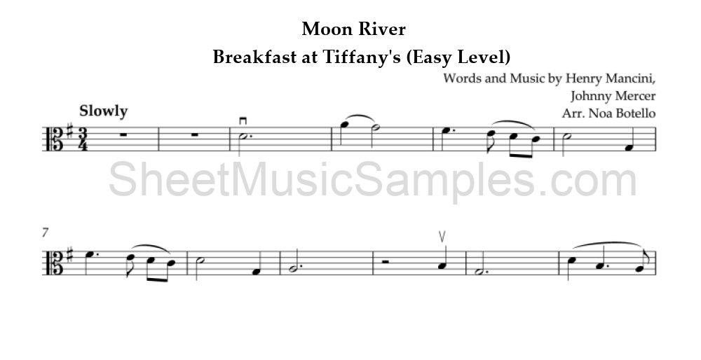 Moon River - Breakfast at Tiffany's (Easy Level)