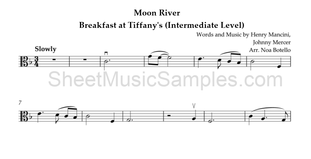 Moon River - Breakfast at Tiffany's (Intermediate Level)