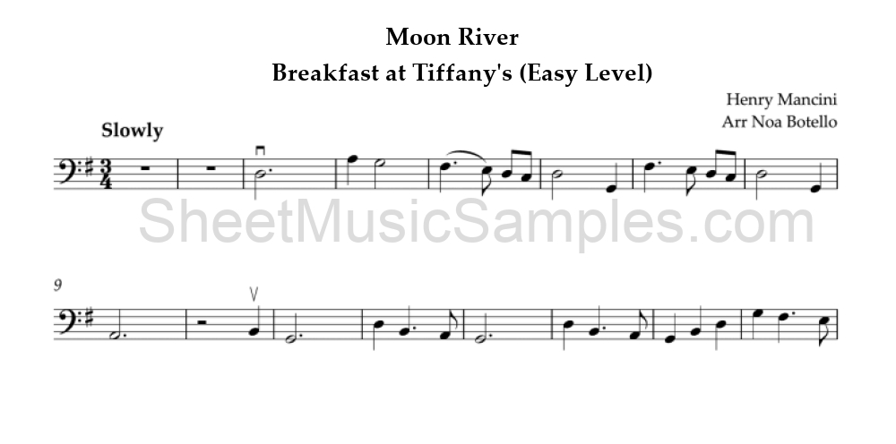 Moon River - Breakfast at Tiffany's (Easy Level)