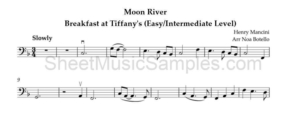 Moon River - Breakfast at Tiffany's (Easy/Intermediate Level)