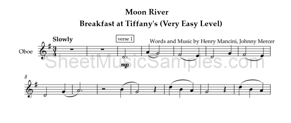 Moon River - Breakfast at Tiffany's (Very Easy Level)